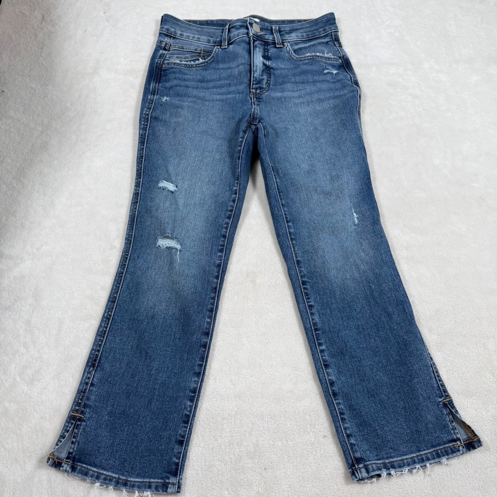Maurices Everflex Slim Straight Ankle Jeans Womens 6 Short High Rise Distressed